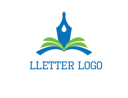 pen nib on horizontal book publishing logo