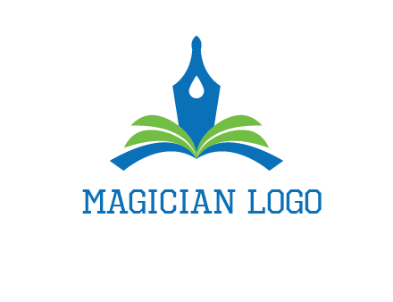 pen nib on horizontal book publishing logo
