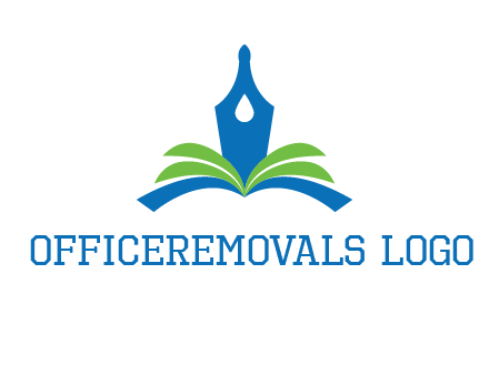 pen nib on horizontal book publishing logo