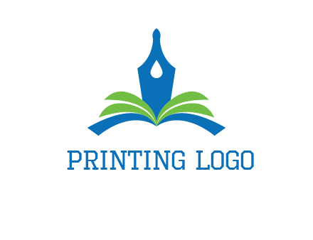 pen nib on horizontal book publishing logo