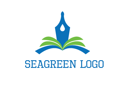 pen nib on horizontal book publishing logo