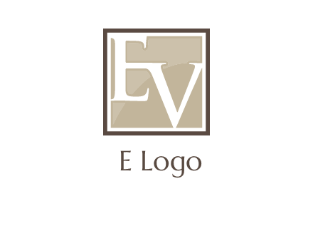 Letters EV are in square logo