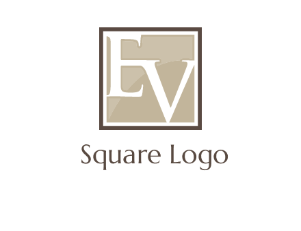 Letters EV are in square logo