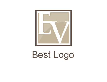 Letters EV are in square logo