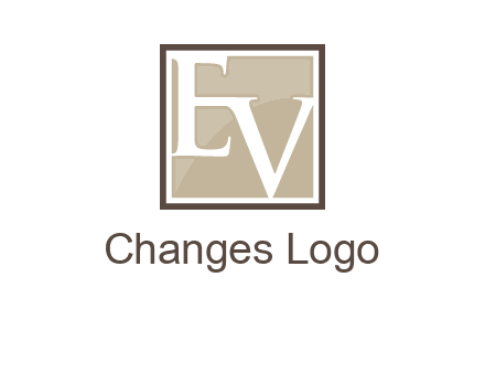 Letters EV are in square logo