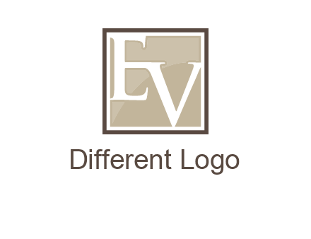 Letters EV are in square logo