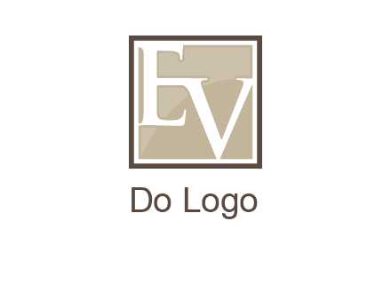 Letters EV are in square logo