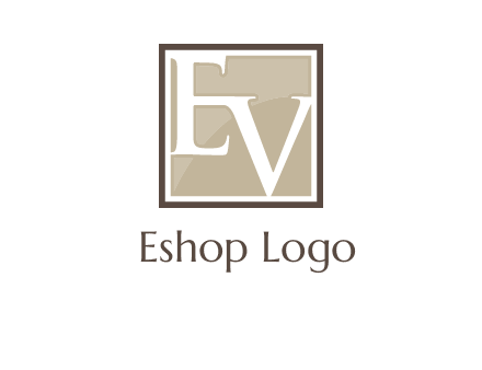 Letters EV are in square logo
