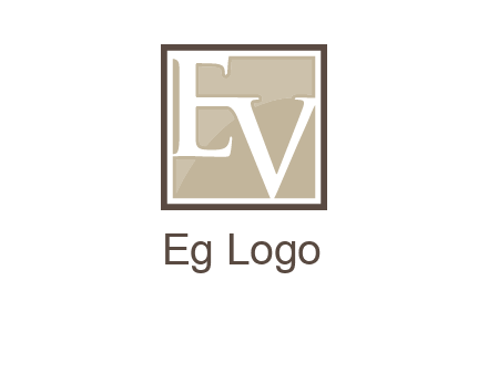 Letters EV are in square logo