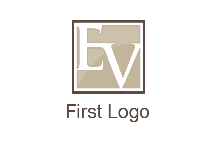 Letters EV are in square logo