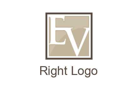 Letters EV are in square logo