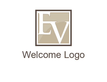 Letters EV are in square logo