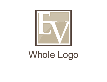 Letters EV are in square logo