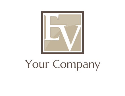 Letters EV are in square logo