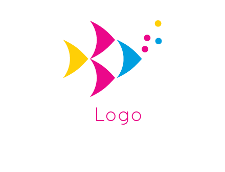 colorful abstract fish blowing bubbles printing logo