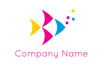 colorful abstract fish blowing bubbles printing logo