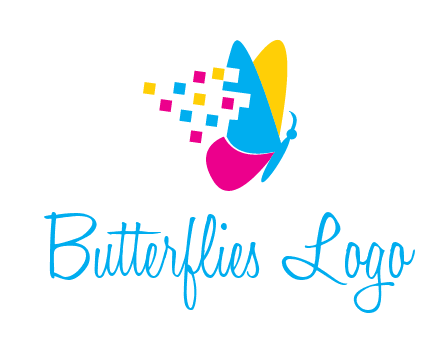pixels on butterfly wings printing logo