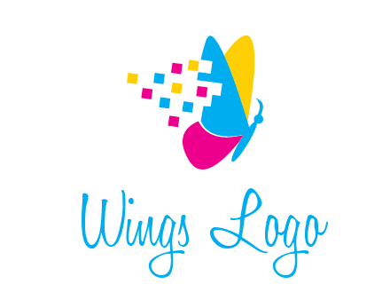 pixels on butterfly wings printing logo