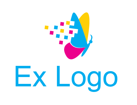 pixels on butterfly wings printing logo
