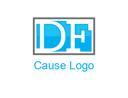 Letters DF are in rectangle logo