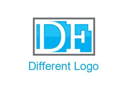 Letters DF are in rectangle logo
