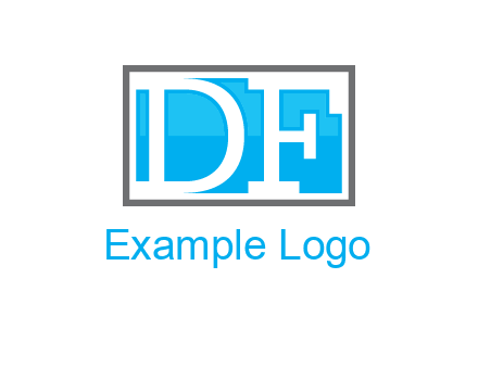 Letters DF are in rectangle logo