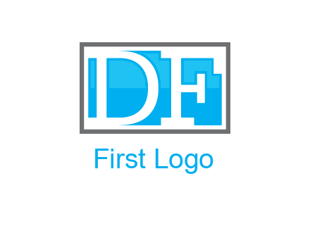 Letters DF are in rectangle logo