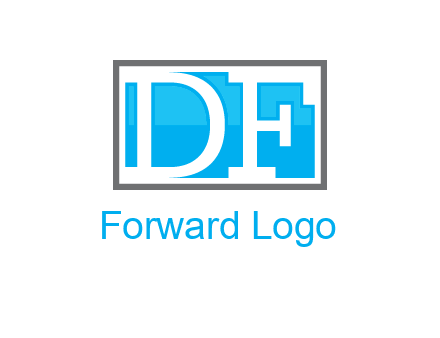 Letters DF are in rectangle logo