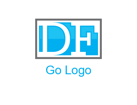 Letters DF are in rectangle logo
