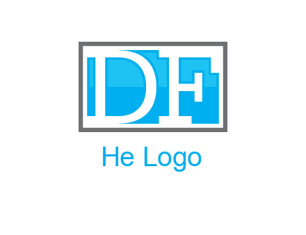 Letters DF are in rectangle logo