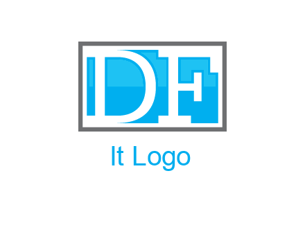 Letters DF are in rectangle logo