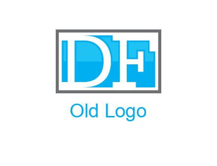 Letters DF are in rectangle logo