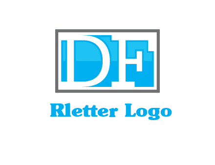 Letters DF are in rectangle logo