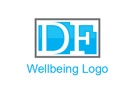 Letters DF are in rectangle logo
