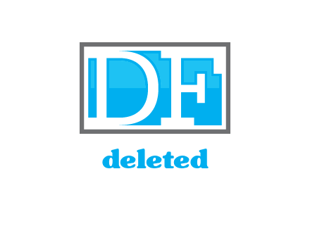 Letters DF are in rectangle logo
