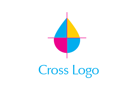 cross lines across colorful drop printing logo