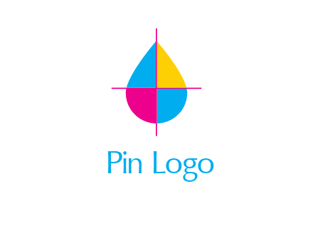 cross lines across colorful drop printing logo