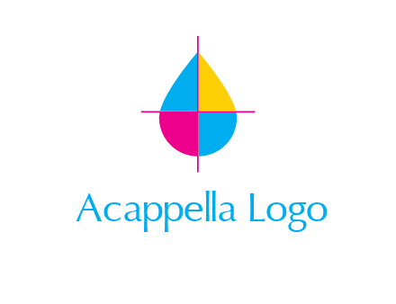 cross lines across colorful drop printing logo