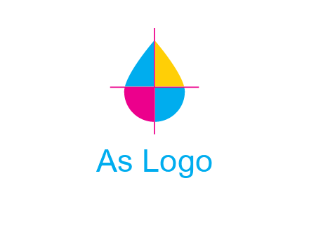 cross lines across colorful drop printing logo