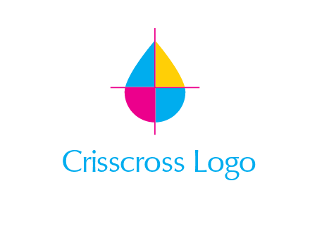 cross lines across colorful drop printing logo