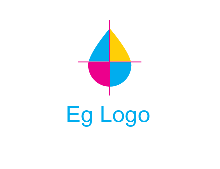 cross lines across colorful drop printing logo