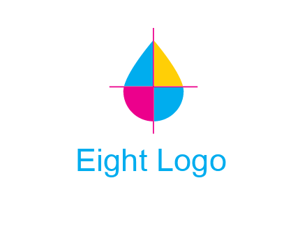 cross lines across colorful drop printing logo
