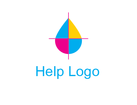cross lines across colorful drop printing logo