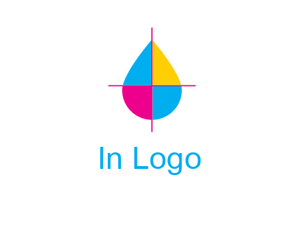 cross lines across colorful drop printing logo