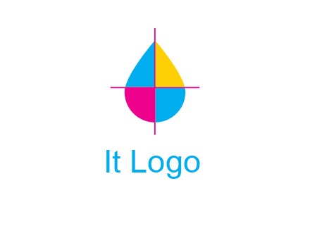 cross lines across colorful drop printing logo