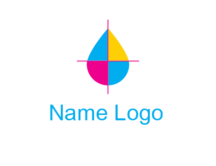 cross lines across colorful drop printing logo