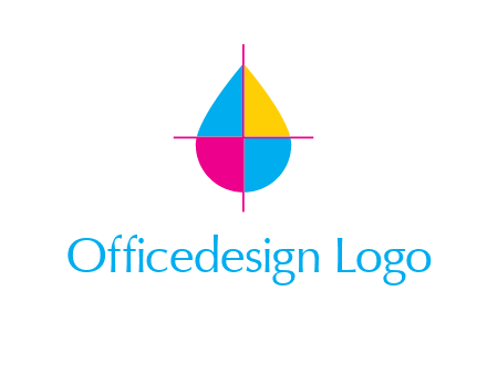 cross lines across colorful drop printing logo