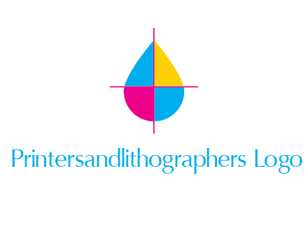 cross lines across colorful drop printing logo