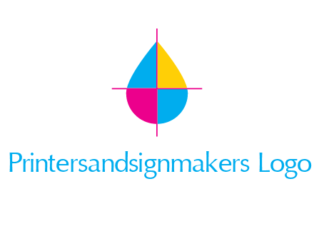 cross lines across colorful drop printing logo