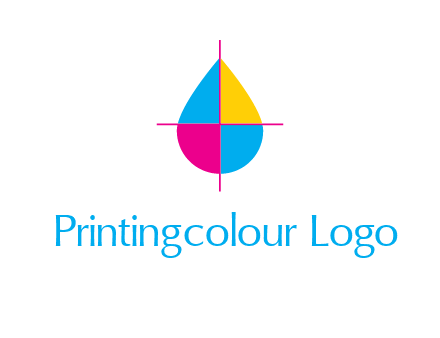 cross lines across colorful drop printing logo